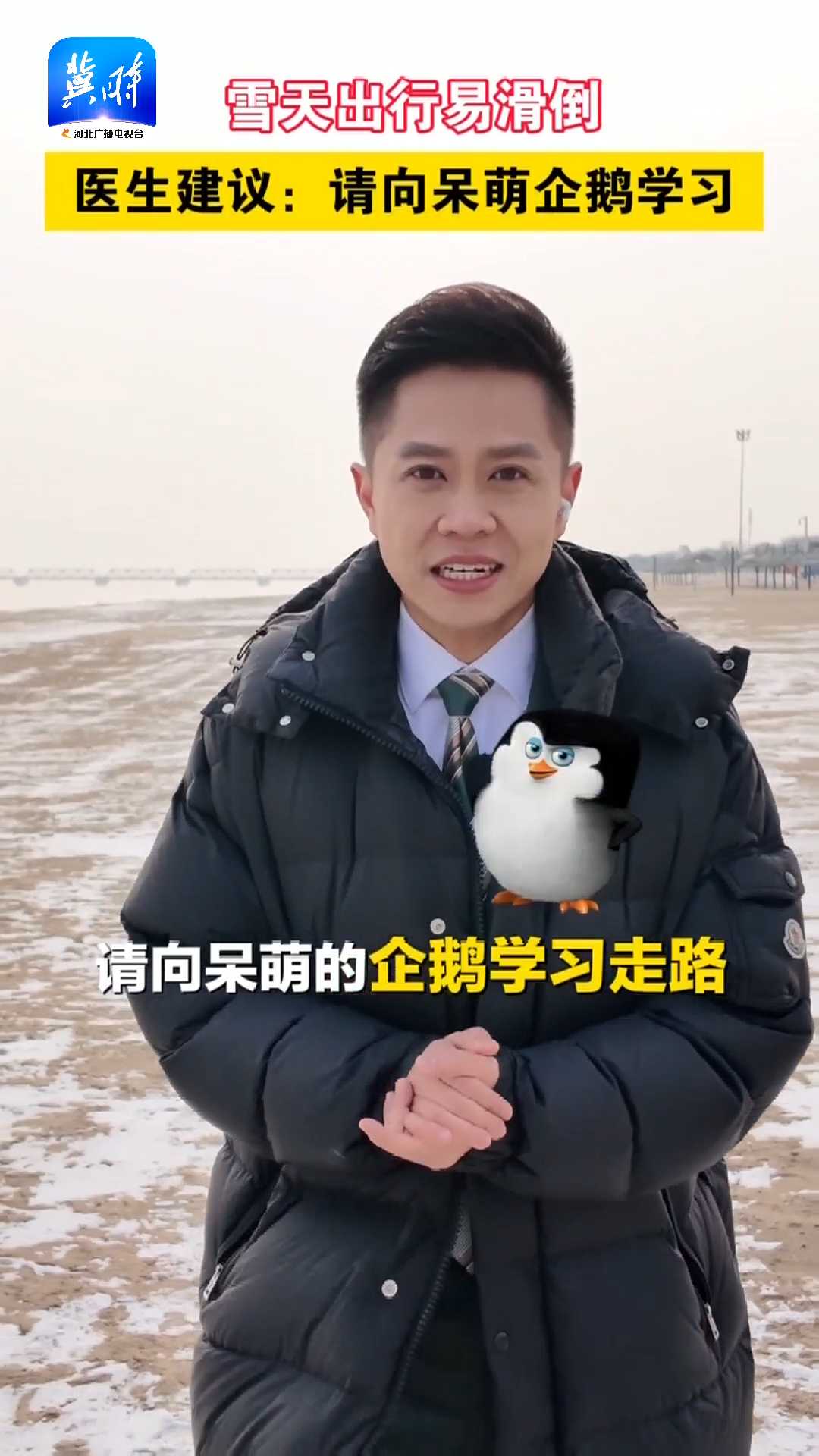 雪天出行易滑倒，医生建议：请向呆萌企鹅学习