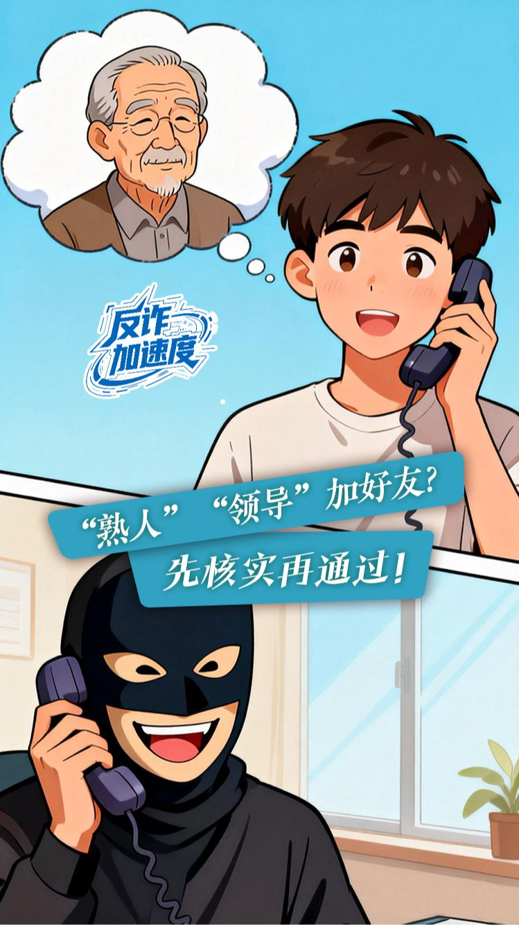 反诈加速度丨“熟人”“领导”加好友？先核实再通过！