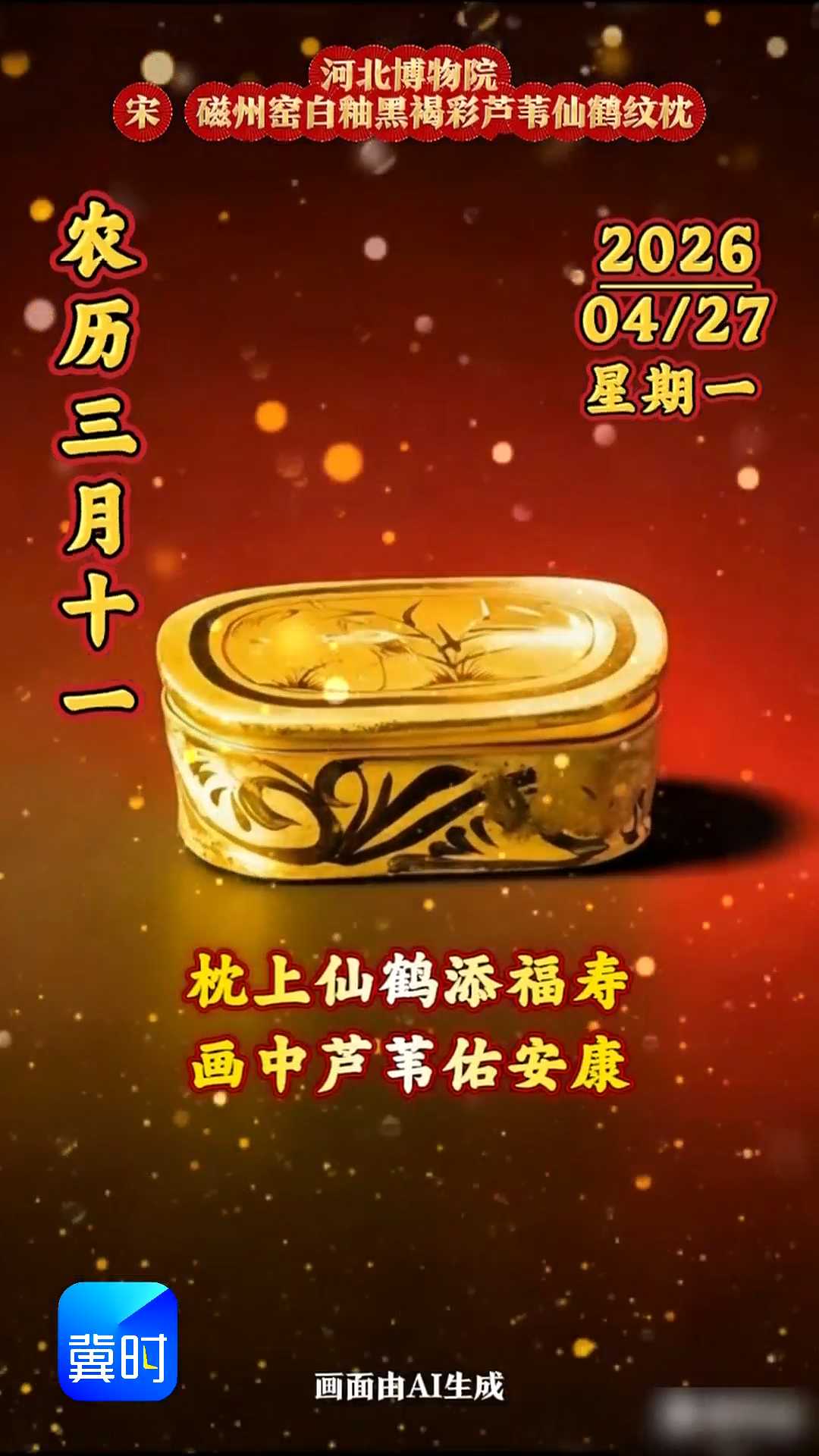 2026年4月27日 星期一 农历三月十一｜枕上仙鹤添福寿 画中芦苇佑安康